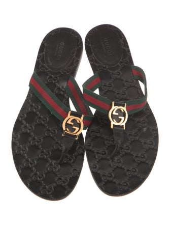 Gucci GG Supreme Leather Flip Flops
