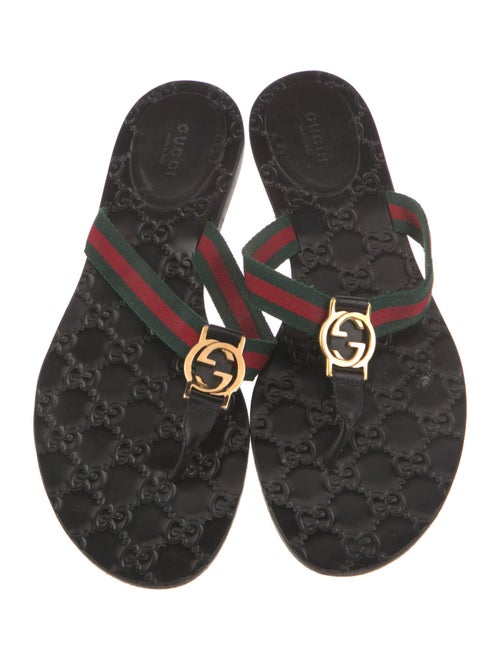 Gucci GG Supreme Leather Flip Flops