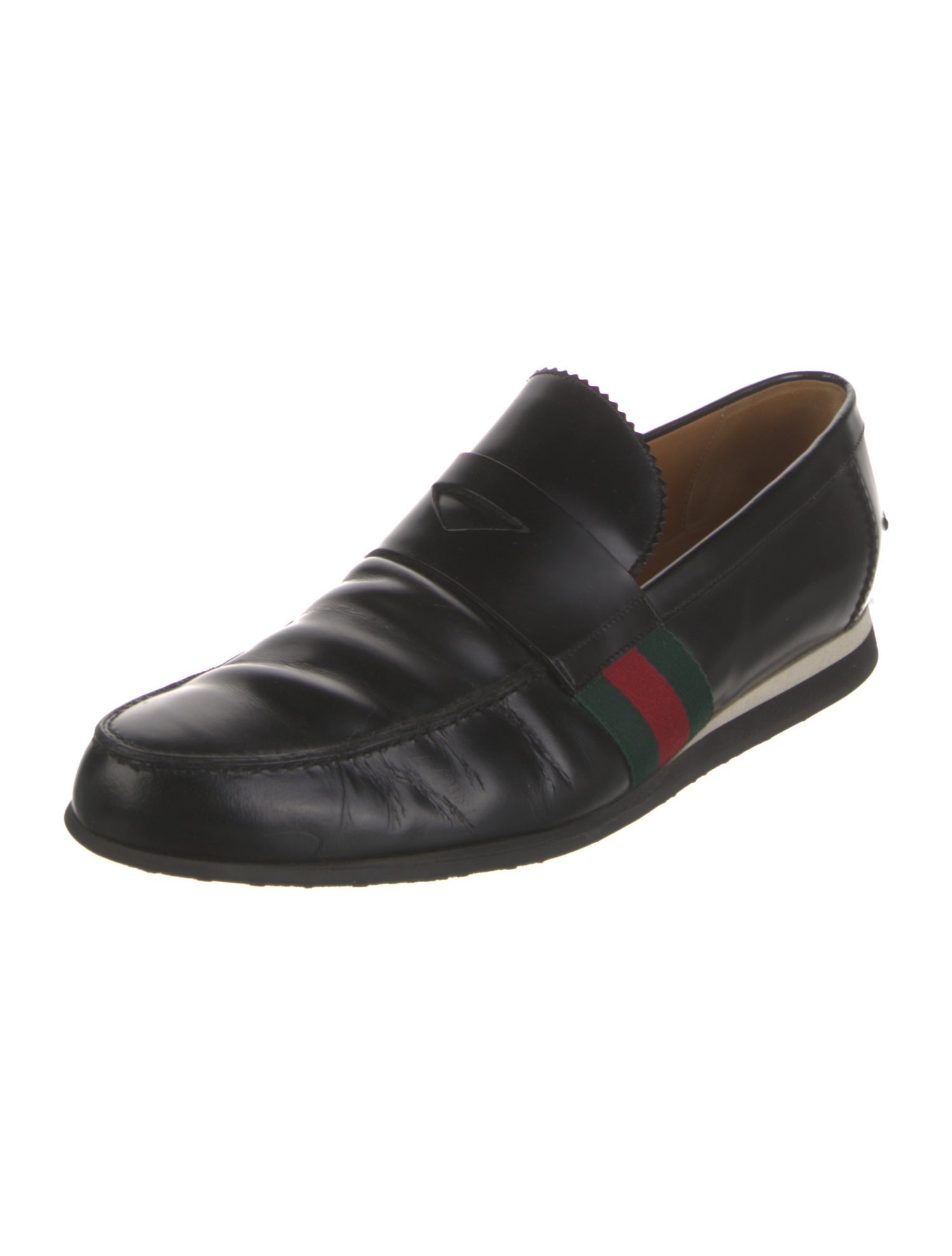 Gucci Web Accent Leather Dress Loafers