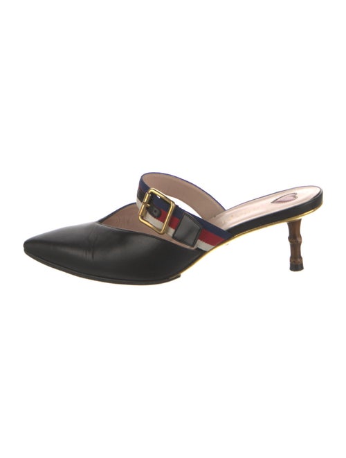 Gucci Sylvie Web Accent Leather Mules