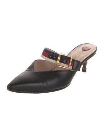 Gucci Sylvie Web Accent Leather Mules