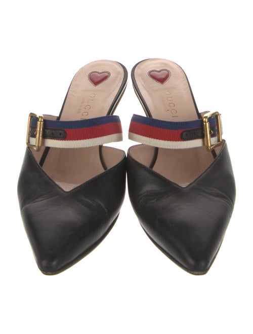 Gucci Sylvie Web Accent Leather Mules
