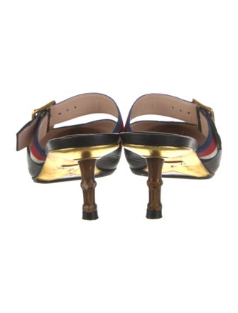 Gucci Sylvie Web Accent Leather Mules