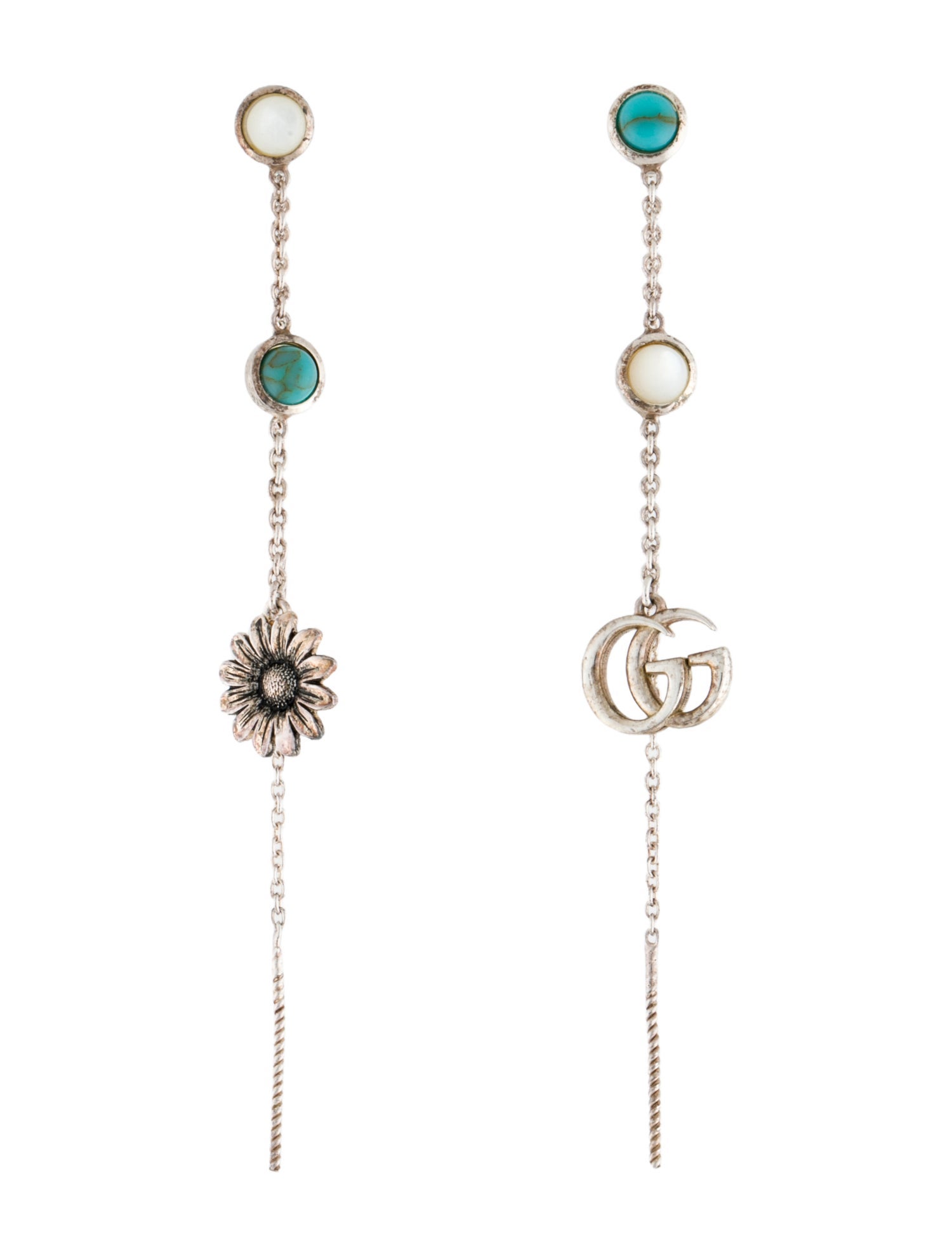 Gucci Mother of Pearl & Resin Marmont Threader Earrings