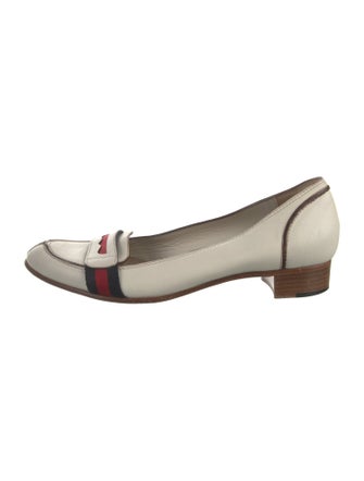 Gucci Sylvie Web Accent Leather Flats
