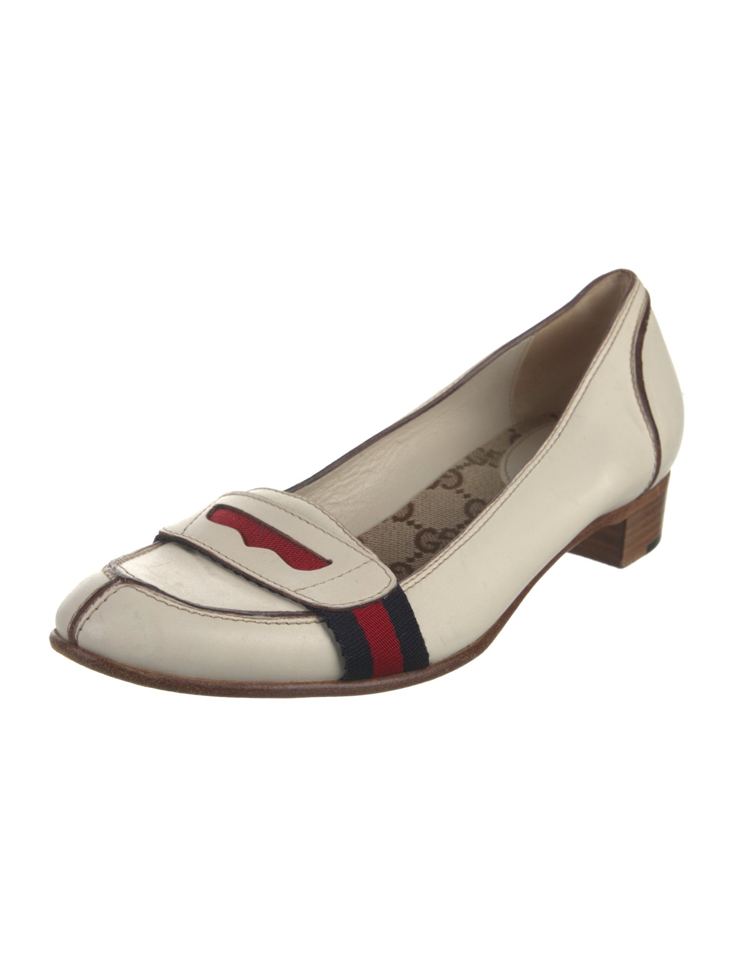 Gucci Sylvie Web Accent Leather Flats