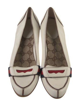 Gucci Sylvie Web Accent Leather Flats