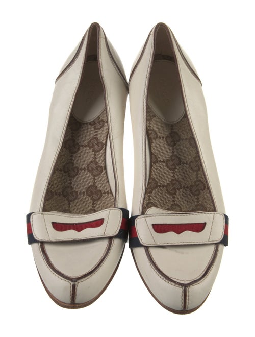 Gucci Sylvie Web Accent Leather Flats