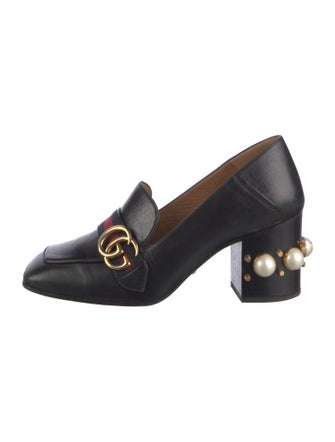 Gucci Faux Pearl Accents Leather Pumps