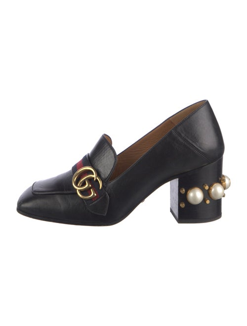 Gucci Faux Pearl Accents Leather Pumps