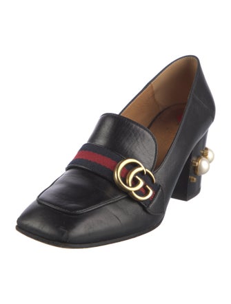Gucci Faux Pearl Accents Leather Pumps
