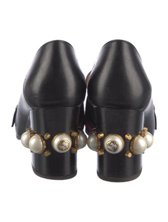 Gucci Faux Pearl Accents Leather Pumps