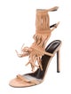 Gucci Suede Fringe Trim Accent Gladiator Sandals