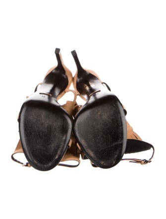 Gucci Suede Fringe Trim Accent Gladiator Sandals