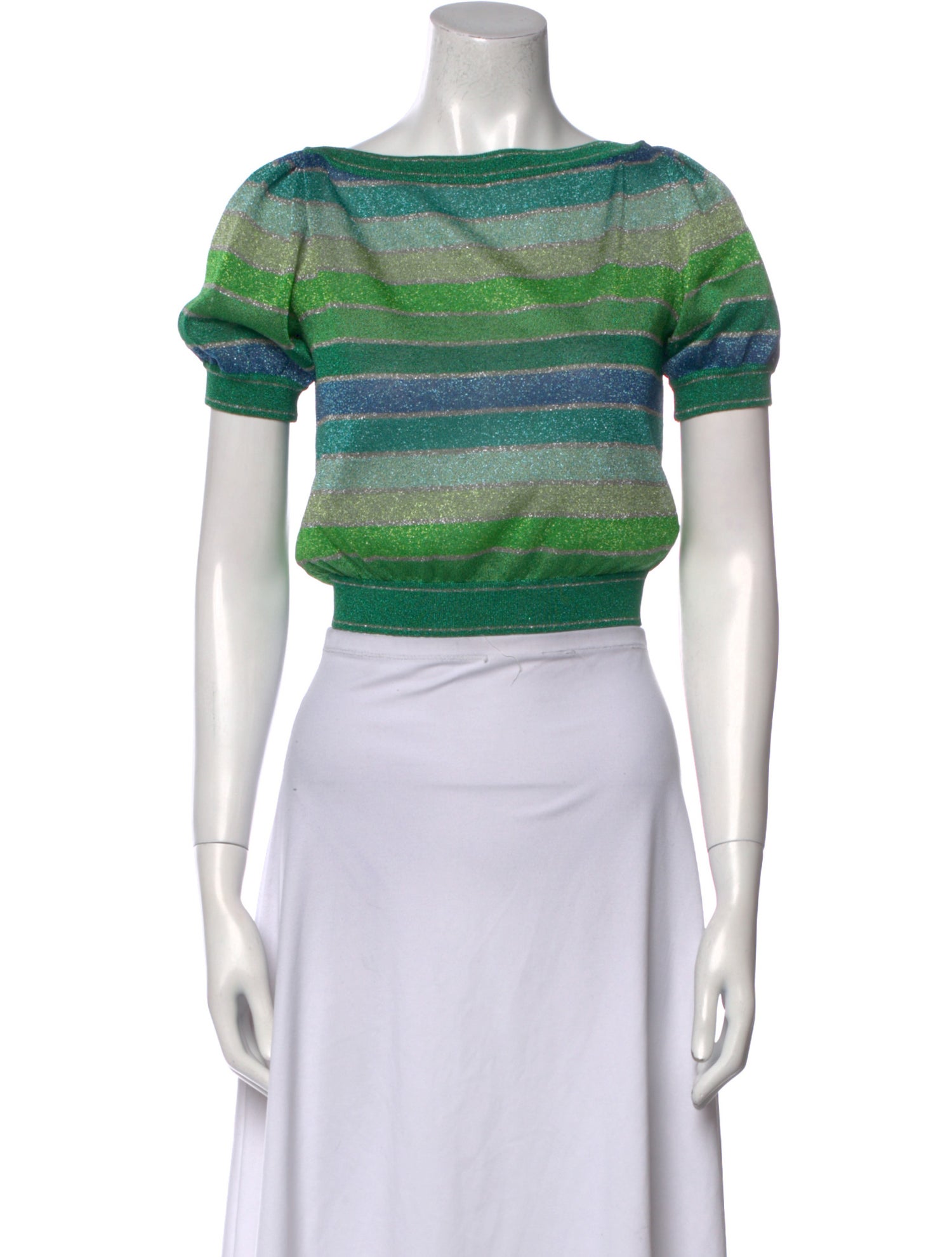 Gucci Striped Bateau Neckline Crop Top