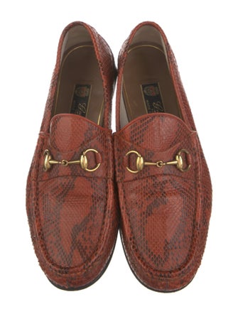 Gucci Horsebit Accent Snakeskin Dress Loafers