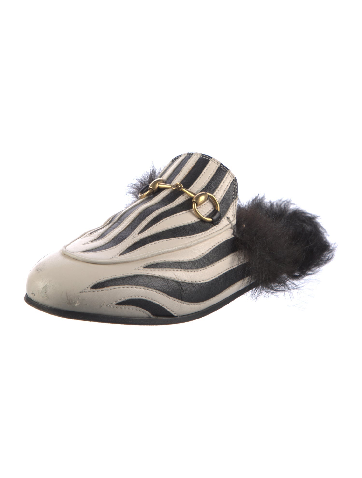 Gucci Leather Animal Print Mules