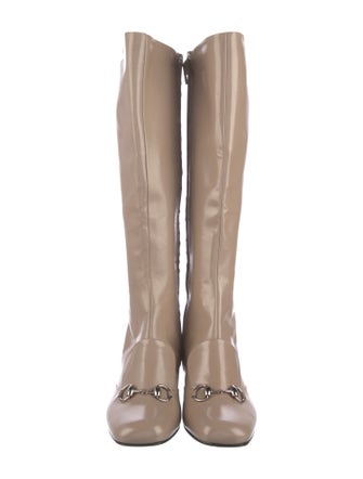Gucci Horsebit Accent Patent Leather Riding Boots