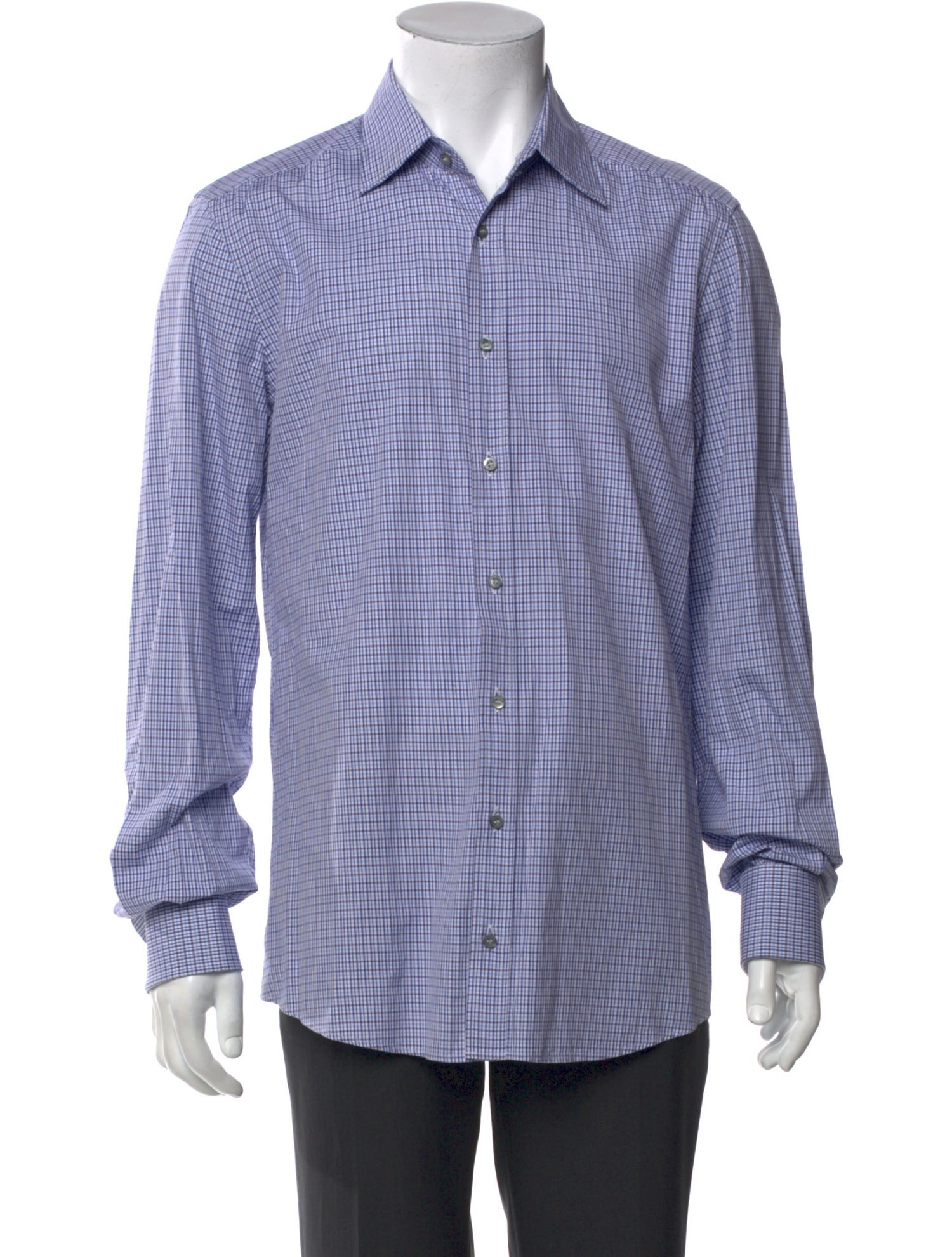 Gucci Plaid Print Long Sleeve Dress Shirt