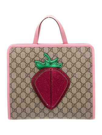 Gucci Girls' GG Supreme Strawberry Tote