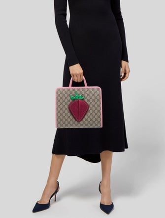 Gucci Girls' GG Supreme Strawberry Tote