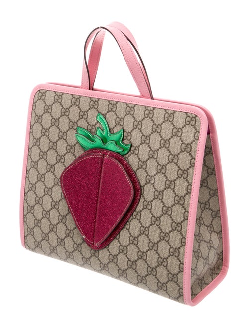 Gucci Girls' GG Supreme Strawberry Tote