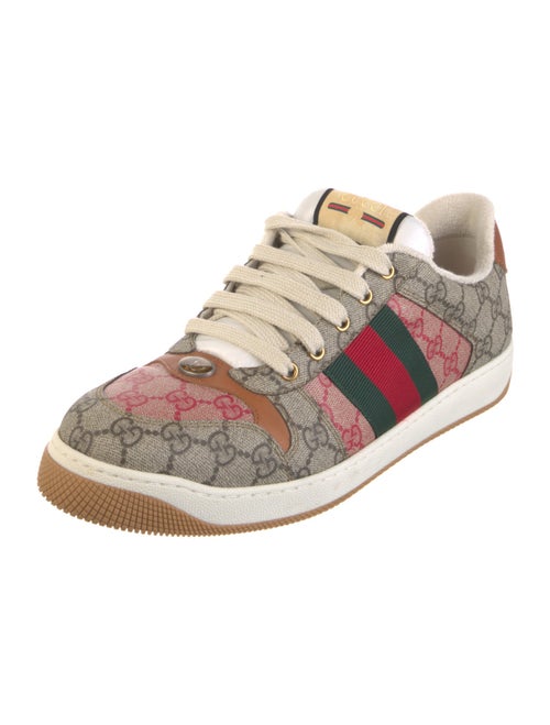 Gucci Beat Check Pattern Leather Trim Embellishment Sneakers