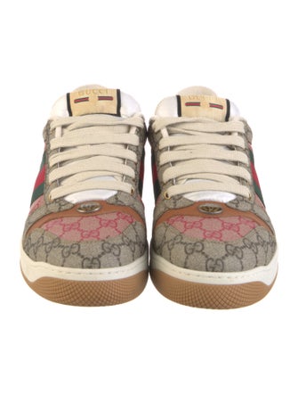 Gucci Beat Check Pattern Leather Trim Embellishment Sneakers