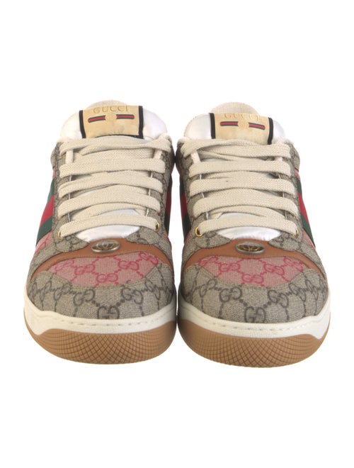 Gucci Beat Check Pattern Leather Trim Embellishment Sneakers