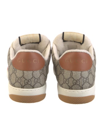 Gucci Beat Check Pattern Leather Trim Embellishment Sneakers