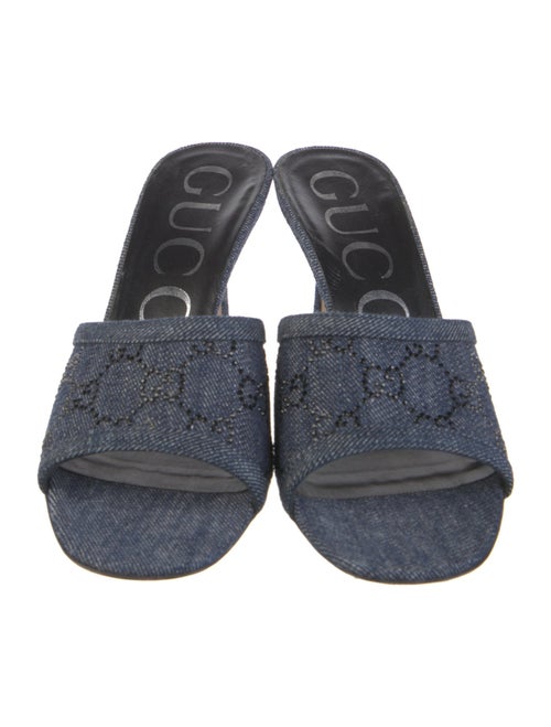 Gucci Denim Crystal Embellishments Slides