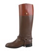 Gucci Web Accent Leather Riding Boots