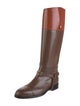 Gucci Web Accent Leather Riding Boots