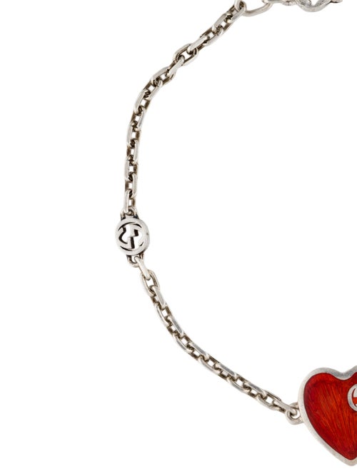 Gucci Enamel Interlocking G Heart Charm Bracelet