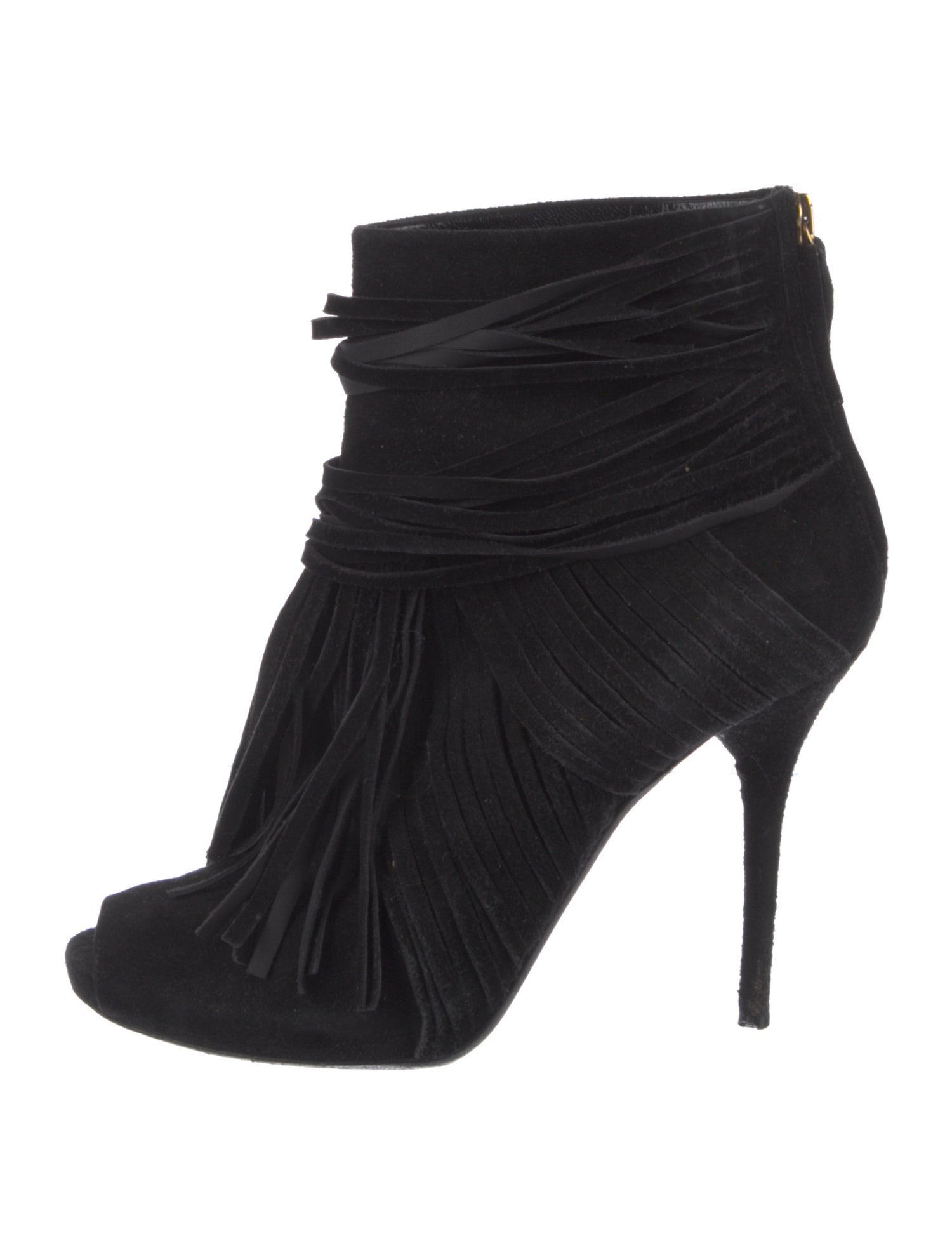 Gucci Suede Fringe Trim Accent Boots