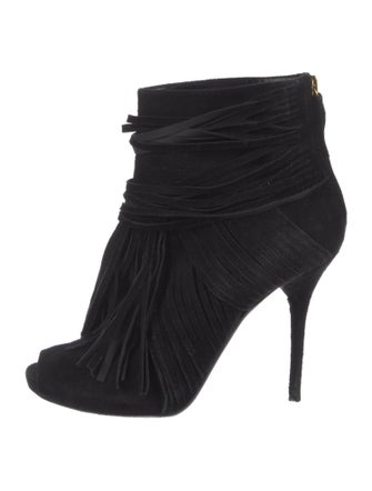 Gucci Suede Fringe Trim Accent Boots