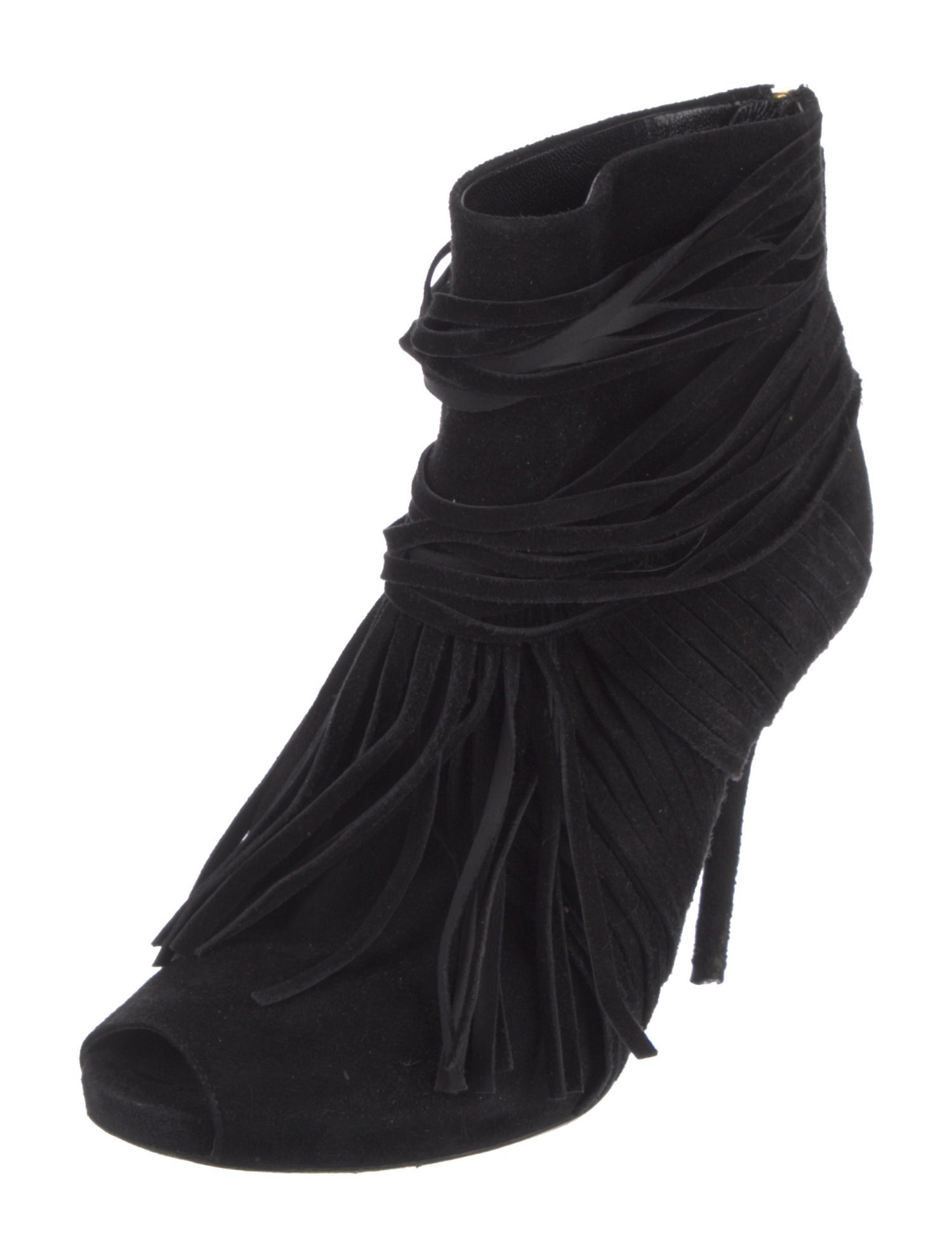 Gucci Suede Fringe Trim Accent Boots
