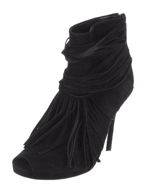 Gucci Suede Fringe Trim Accent Boots