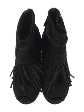 Gucci Suede Fringe Trim Accent Boots