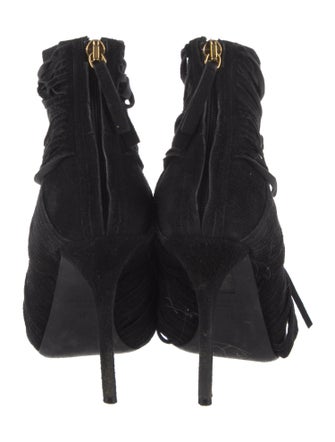 Gucci Suede Fringe Trim Accent Boots