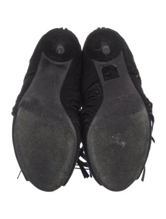 Gucci Suede Fringe Trim Accent Boots