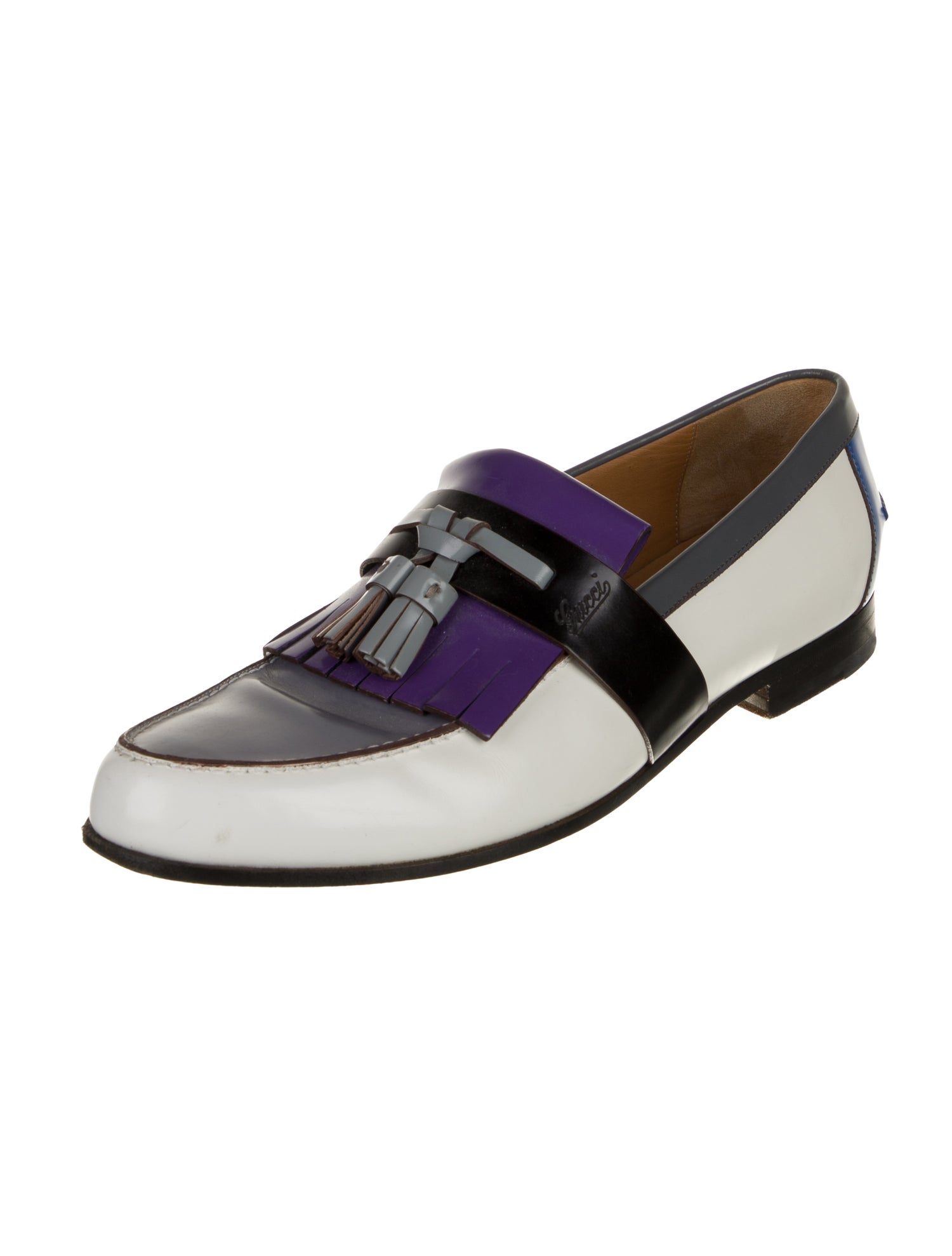 Gucci Leather Colorblock Pattern Loafers