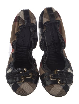 Burberry Leather Plaid Print Flats