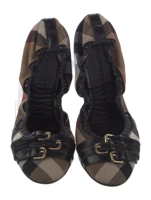 Burberry Leather Plaid Print Flats