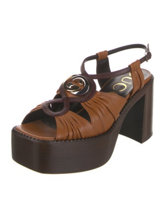 Gucci Interlocking G Logo Leather Slingback Sandals