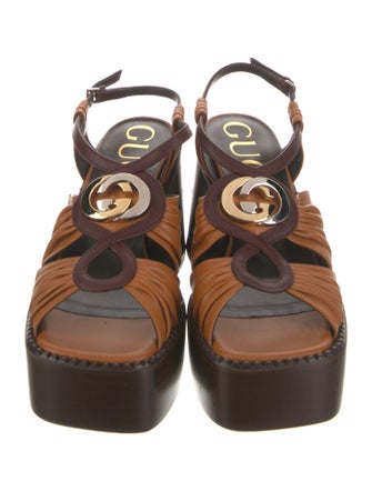 Gucci Interlocking G Logo Leather Slingback Sandals