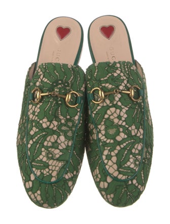 Gucci Horsebit Accent Lace Mules