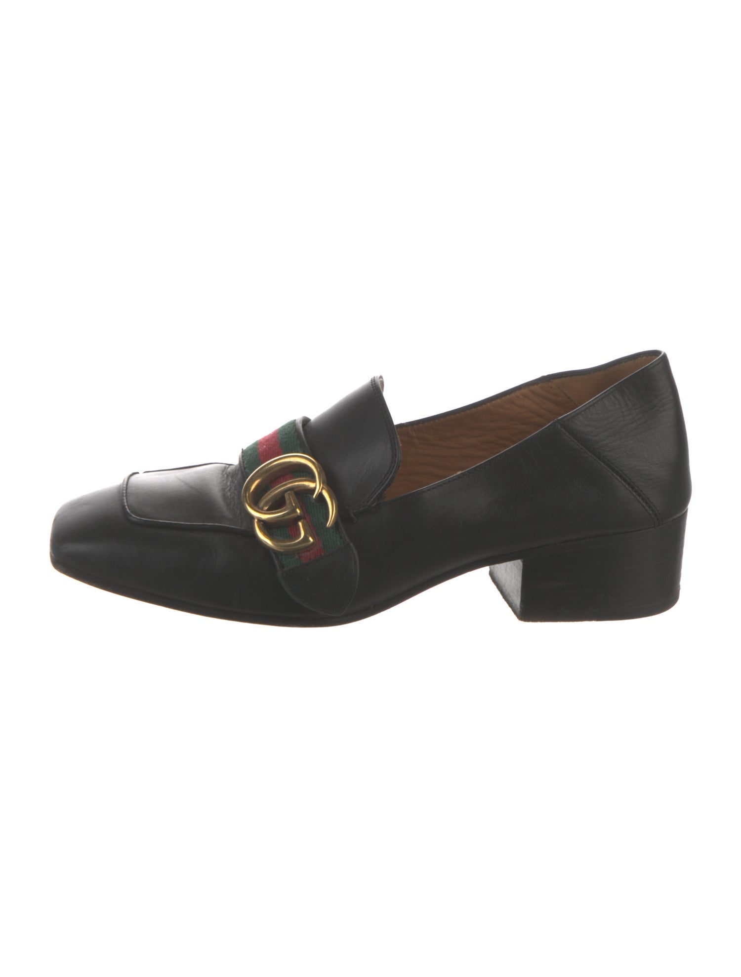Gucci Web Accent Leather Pumps