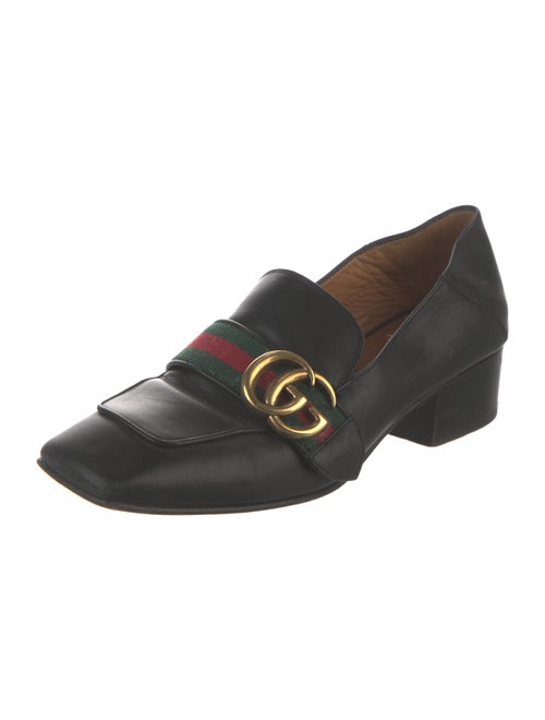 Gucci Web Accent Leather Pumps