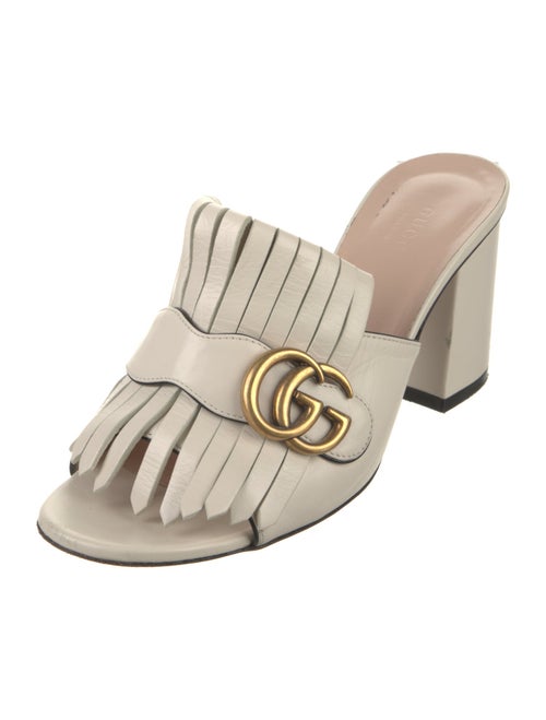Gucci Double G Logo Leather Slides